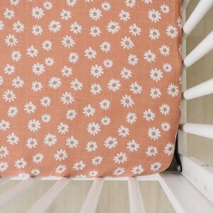 Mebie Baby Floral Coral Crib Sheet